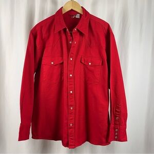 Vintage Marlboro Large Pearl Snap Western Denim Long Sleeve Button Up Shacket
